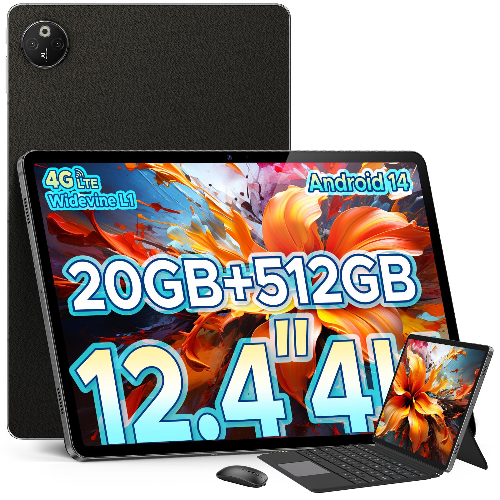 DOOGEE T30 Max Tablets 12+ inch Android 14 Tablet, 20GB+512GB ROM